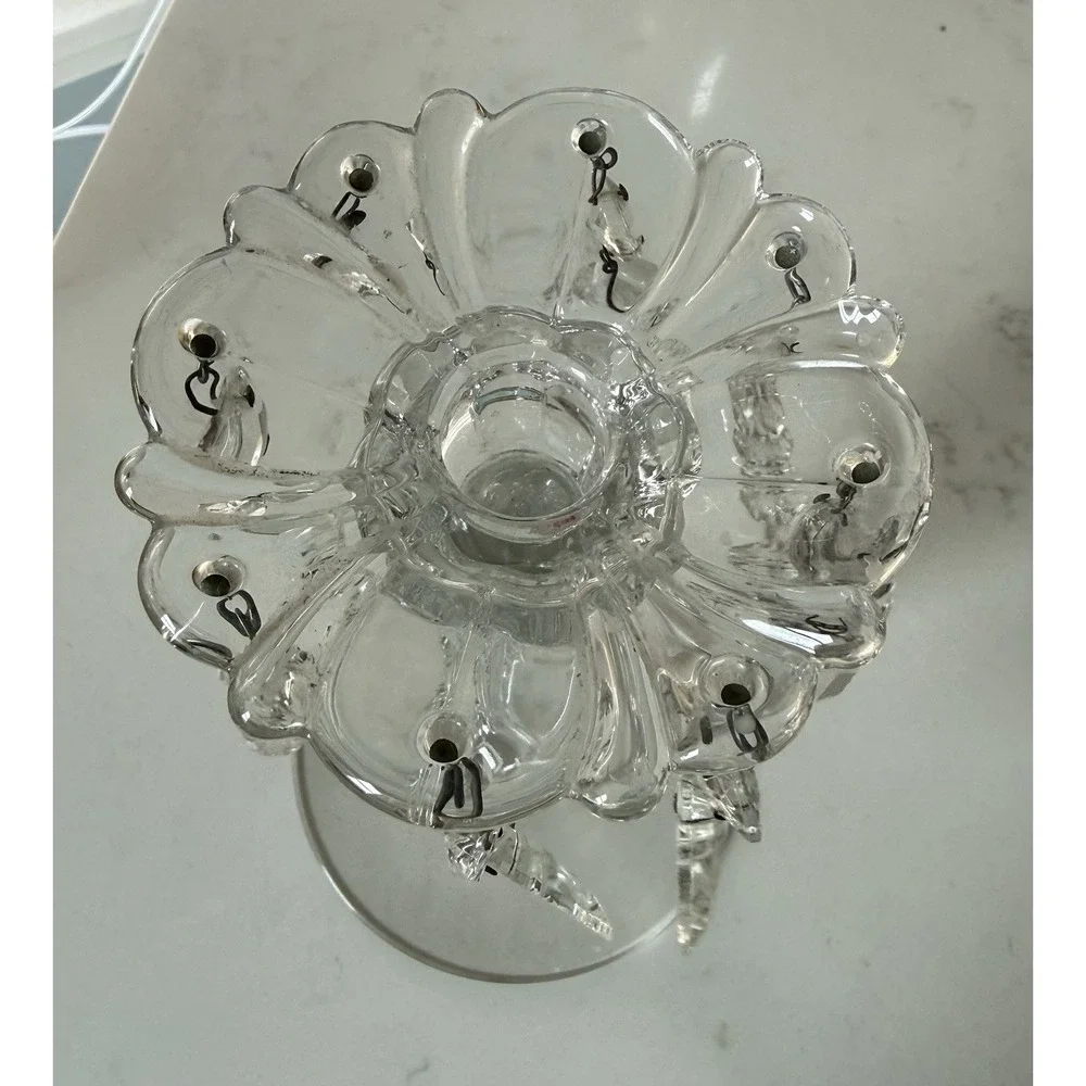 Heisey QUEEN ANN 8 inch w Crystal PRISMS Candleholder French Chic